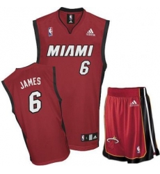 Miami Heat 6 Lebron James Red Revolution 30 Swingman Jersey & Shorts Suit Miami Heat 6 Lebron James Red Revolution 30 Swingman Jersey & Shorts Suit