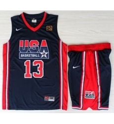 USA Basketball 1992 Olympic Dream Team Blue Jerseys & Shorts Suits 13# Chris Mullin USA Basketball 1992 Olympic Dream Team Blue Jerseys & Shorts Suits 13# Chris Mullin