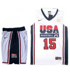 USA Basketball Retro 1992 Olympic Dream Team White Jersey & Shorts Suit #15 Carmelo Anthony USA Basketball Retro 1992 Olympic Dream Team White Jersey & Shorts Suit #15 Carmelo Anthony