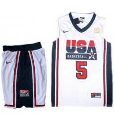 USA Basketball Retro 1992 Olympic Dream Team White Jersey & Shorts Suit #5 Kevin Durant USA Basketball Retro 1992 Olympic Dream Team White Jersey & Shorts Suit #5 Kevin Durant