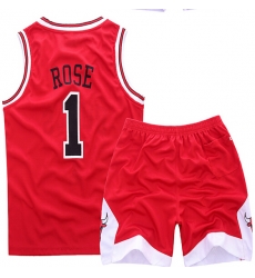 Youth NBA Chicago Bulls 1# Rose Red Suit Sets Youth NBA Chicago Bulls 1# Rose Red Suit Sets