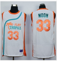 Flint Tropics #33 Jackie Moon White Semi-Pro Movie Stitched Basketball Jersey Flint Tropics #33 Jackie Moon White Semi-Pro Movie Stitched Basketball Jersey