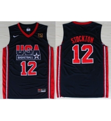 1992 Olympics Team USA 12 John Stockton Navy Blue Swingman Jersey 1992 Olympics Team USA 12 John Stockton Navy Blue Swingman Jersey