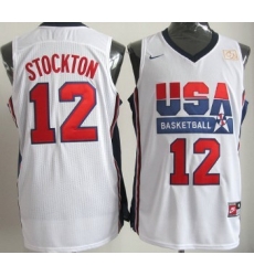 1992 Olympics Team USA 12 John Stockton White Swingman Jersey 1992 Olympics Team USA 12 John Stockton White Swingman Jersey