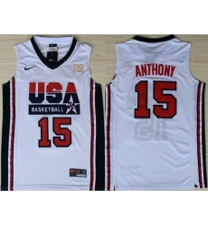1992 Olympics Team USA 15 Carmelo Anthony White Swingman Jersey 1992 Olympics Team USA 15 Carmelo Anthony White Swingman Jersey