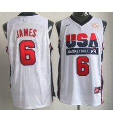 1992 Olympics Team USA 6 LeBron James White Swingman Jersey 1992 Olympics Team USA 6 LeBron James White Swingman Jersey