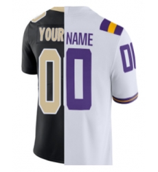 NFL Saints NCAA Tigers Split Customized Black White Jersey NFL Saints NCAA Tigers Split Customized Black White Jersey