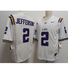 Men LSU Tigers #2 Justin Jefferson White F U S E Stitched NCAA Jersey Men LSU Tigers #2 Justin Jefferson White F U S E Stitched NCAA Jersey