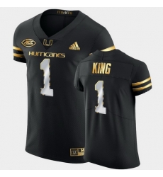 Men Miami Hurricanes D'Eriq King Golden Edition Black Authentic Jersey Men Miami Hurricanes D'Eriq King Golden Edition Black Authentic Jersey