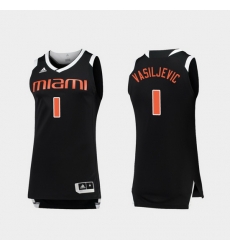 Men Miami Hurricanes Dejan Vasiljevic Black White Chase College Basketball Jersey Men Miami Hurricanes Dejan Vasiljevic Black White Chase College Basketball Jersey