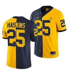 Michigan Wolverines 2021 22 Hassan Haskins Navy Maize Split Edition College Football Jersey Michigan Wolverines 2021 22 Hassan Haskins Navy Maize Split Edition College Football Jersey