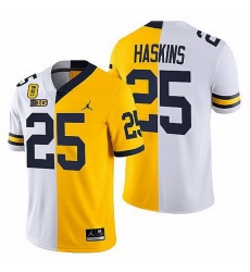 Michigan Wolverines Hassan Haskins White Maize Tm 42 Patch Split Limited Edition Jersey Michigan Wolverines Hassan Haskins White Maize Tm 42 Patch Split Limited Edition Jersey