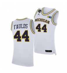 Michigan Wolverines Jaron Faulds 2021 Big Ten Regular Season Champions Blm White Jersey Michigan Wolverines Jaron Faulds 2021 Big Ten Regular Season Champions Blm White Jersey