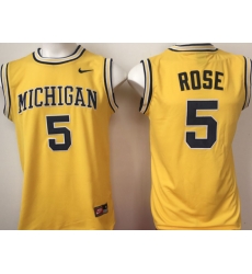 New Michigan Wolverines 5 Jalen Rose Gold Nike College Basketball Jersey New Michigan Wolverines 5 Jalen Rose Gold Nike College Basketball Jersey