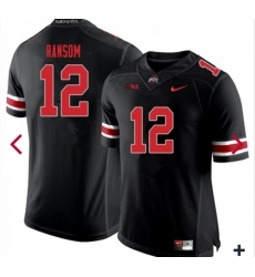 Men Ohio State Buckeyes #12 Lathan Ransom Blackout COllege Football Jersey Men Ohio State Buckeyes #12 Lathan Ransom Blackout COllege Football Jersey