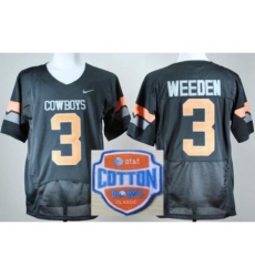 Oklahoma State Cowboys 3 Brandon Weeden Black Pro Combat College Football NCAA Jerseys 2014 AT & T Cotton Bowl Game Patch Oklahoma State Cowboys 3 Brandon Weeden Black Pro Combat College Football NCAA Jerseys 2014 AT & T Cotton Bowl Game Patch