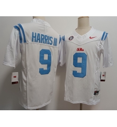 Ole Miss Rebels #9 Tre Harris III White Blue F U S E Jersey Ole Miss Rebels #9 Tre Harris III White Blue F U S E Jersey
