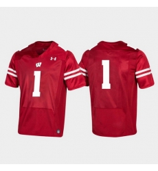Men Wisconsin Badgers 1 Red Replica College Football Jersey Men Wisconsin Badgers 1 Red Replica College Football Jersey