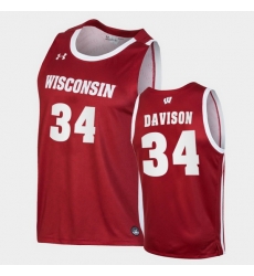 Men Wisconsin Badgers Brad Davison Replica Red College Basketball Jersey Men Wisconsin Badgers Brad Davison Replica Red College Basketball Jersey