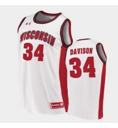 Men Wisconsin Badgers Brad Davison Replica White College Basketball Jersey Men Wisconsin Badgers Brad Davison Replica White College Basketball Jersey