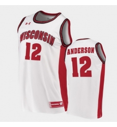 Men Wisconsin Badgers Trevor Anderson Replica White College Basketball Jersey Men Wisconsin Badgers Trevor Anderson Replica White College Basketball Jersey