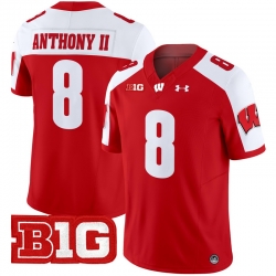 Men Youth Wisconsin Badgers 8 Vinny Anthony II Red Alternate 2024 Vapor Limited Jersey All Stitched