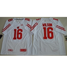 Wisconsin Badgers 16 Russell Wilson White College Jersey Wisconsin Badgers 16 Russell Wilson White College Jersey