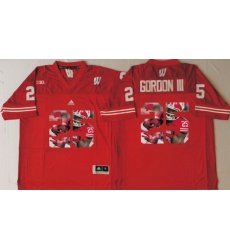 Wisconsin Badgers 25 Melvin Gordon III Red Portrait Number College Jersey Wisconsin Badgers 25 Melvin Gordon III Red Portrait Number College Jersey