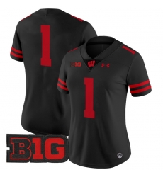 Women Wisconsin Badgers 1 Team Black 2024 Vapor Limited Jersey All Stitched