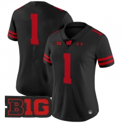 Women Wisconsin Badgers 1 Team Black 2024 Vapor Limited Jersey All Stitched