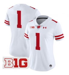 Women Wisconsin Badgers 1 Team White 2024 Vapor Limited Jersey All Stitched