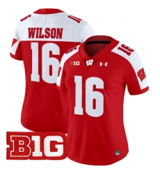 Women Wisconsin Badgers 16 Russell Wilson Red Alternate 2024 Vapor Limited Jersey All Stitched Women Wisconsin Badgers 16 Russell Wilson Red Alternate 2024 Vapor Limited Jersey All Stitched