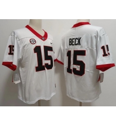 Men #15 Carson Beck Georgia Bulldogs College Football Jerseys Stitched-White Men #15 Carson Beck Georgia Bulldogs College Football Jerseys Stitched-White