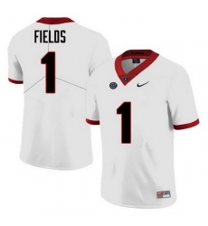 Men Georgia Bulldogs #1 Justin Fields College Football Jerseys Sale-White Men Georgia Bulldogs #1 Justin Fields College Football Jerseys Sale-White