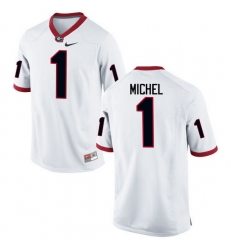 Men Georgia Bulldogs #1 Sony Michel College Football Jerseys-White Men Georgia Bulldogs #1 Sony Michel College Football Jerseys-White