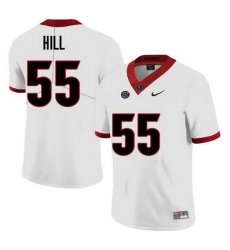 Men Georgia Bulldogs #55 Deontrey Hill College Football Jerseys Sale-White Men Georgia Bulldogs #55 Deontrey Hill College Football Jerseys Sale-White