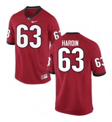 Men Georgia Bulldogs #63 Sage Hardin College Football Jerseys-Red Men Georgia Bulldogs #63 Sage Hardin College Football Jerseys-Red