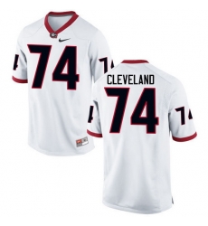 Men Georgia Bulldogs #74 Ben Cleveland College Football Jerseys-White Men Georgia Bulldogs #74 Ben Cleveland College Football Jerseys-White