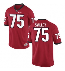 Men Georgia Bulldogs #75 Thomas Swilley College Football Jerseys-Red Men Georgia Bulldogs #75 Thomas Swilley College Football Jerseys-Red