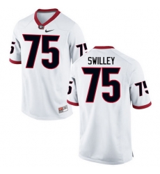 Men Georgia Bulldogs #75 Thomas Swilley College Football Jerseys-White Men Georgia Bulldogs #75 Thomas Swilley College Football Jerseys-White