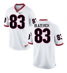 Men Georgia Bulldogs #83 Jeb Blazevich College Football Jerseys-White Men Georgia Bulldogs #83 Jeb Blazevich College Football Jerseys-White