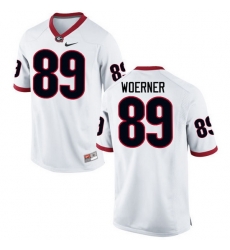Men Georgia Bulldogs #89 Charlie Woerner College Football Jerseys-White Men Georgia Bulldogs #89 Charlie Woerner College Football Jerseys-White