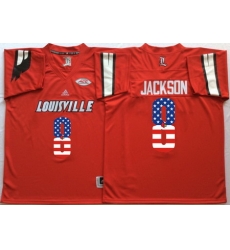Louisville Cardinals 8 Lamar Jackson Red USA Flag College Jersey Louisville Cardinals 8 Lamar Jackson Red USA Flag College Jersey