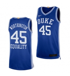 Duke Blue Devils Keenan Worthington Blue Equality Social Justice Men Jersey Duke Blue Devils Keenan Worthington Blue Equality Social Justice Men Jersey