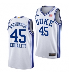 Duke Blue Devils Keenan Worthington White Equality Men Jersey Duke Blue Devils Keenan Worthington White Equality Men Jersey