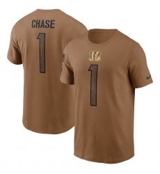 Men Cincinnati Bengals 1 Ja 27Marr Chase 2023 Brown Salute To Service Name Number T Shirt Men Cincinnati Bengals 1 Ja 27Marr Chase 2023 Brown Salute To Service Name Number T Shirt