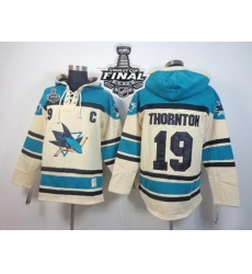 Men San Jose Sharks 19 Joe Thornton Cream Sawyer Hooded Sweatshirt 2016 Stanley Cup Final Patch Stitched NHL Jersey Men San Jose Sharks 19 Joe Thornton Cream Sawyer Hooded Sweatshirt 2016 Stanley Cup Final Patch Stitched NHL Jersey