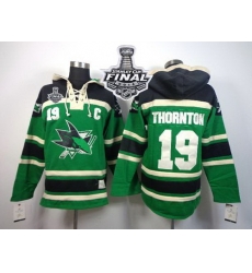Men San Jose Sharks 19 Joe Thornton Green St Patrick Day McNary Lace Hoodie 2016 Stanley Cup Final Patch Stitched NHL Jersey Men San Jose Sharks 19 Joe Thornton Green St Patrick Day McNary Lace Hoodie 2016 Stanley Cup Final Patch Stitched NHL Jersey