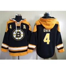 Men's Boston Bruins #4 Bobby Orr Black Ageless Must-Have Lace-Up Pullover Hoodie Men's Boston Bruins #4 Bobby Orr Black Ageless Must-Have Lace-Up Pullover Hoodie