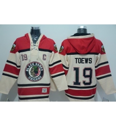 Men Chicago Blackhawks 19 Jonathan Toews Cream Sawyer Hooded Sweatshirt Stitched NHL Jersey Men Chicago Blackhawks 19 Jonathan Toews Cream Sawyer Hooded Sweatshirt Stitched NHL Jersey